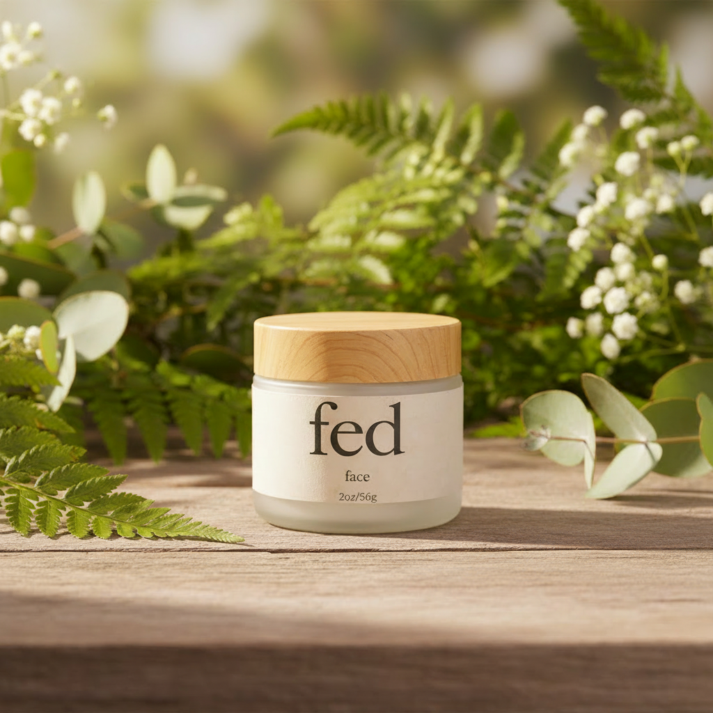 Face product 2oz with botanical background