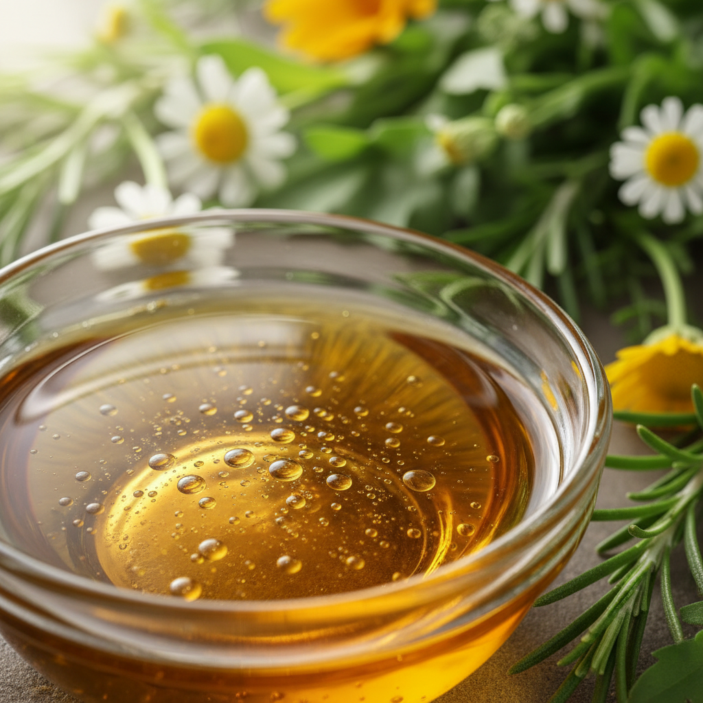 Oil with botanical background